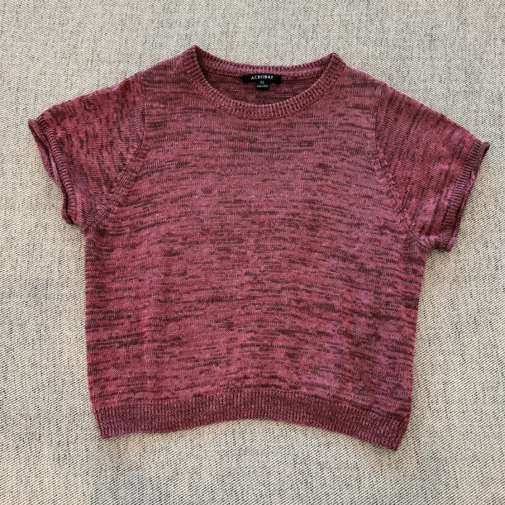 Short Sleeve Sweater with Cross Back